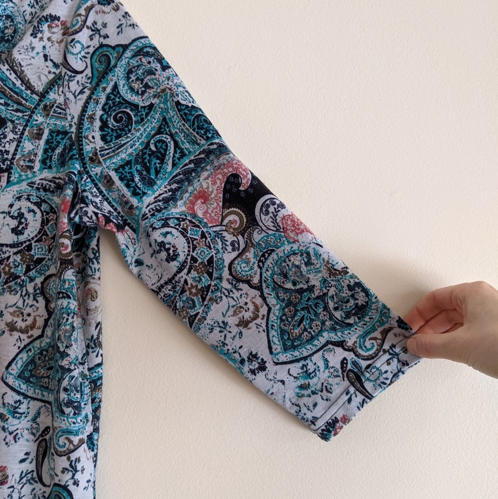 Cleo Petite - blue & pink paisley shirt - Picture 3 of 9
